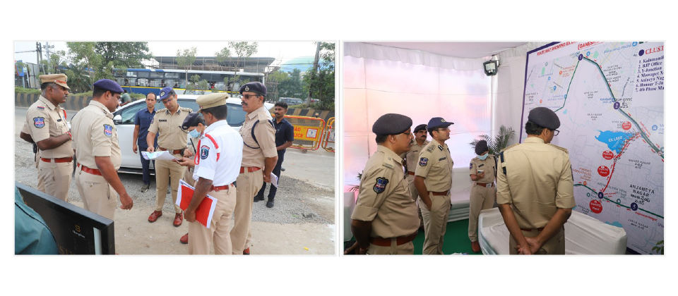 गणेश विसर्जन केन्द्रों पर यातायात व्यवस्था का अवलोकन। साइबराबाद ट्रैफिक ज्वाइंट सीपी ने आईडीएल, कट्टामैसम्मा और प्रगति नगर तालाबों का निरीक्षण किया।