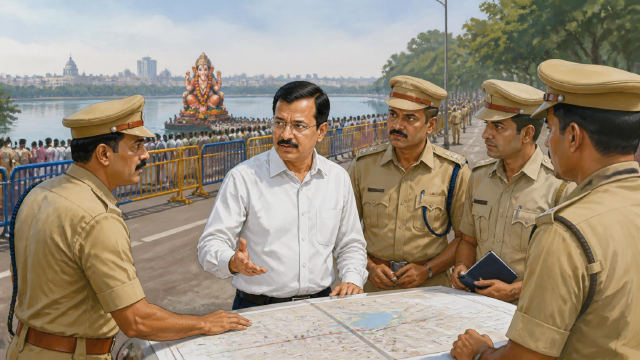 हैदराबाद महा निमज्जाना के लिए भारी पुलिस उपस्थिति